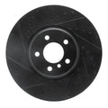 R1 08-19 BMW X5 Front Left Drilled & Slotted Black Brake Rotor