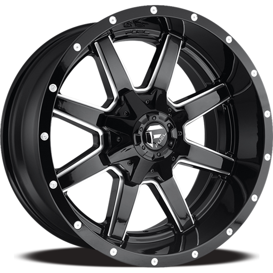 ~(40 lbs. 23X23X12)~ MAVERICK 20x9 5x114.30/5x127.00 GLOSS BLACK MILLED (1 mm)