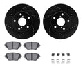 R1 01-05 Toyota RAV4 Front Drilled & Slotted Black Brake Rotor Set w/Ceramic Pads and Hardware