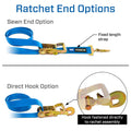 PRO PACK BLUE 2in X 6ft DIRECT HOOK RATCHET STRAPS AND (AXLE STRAPS BLACK 2in X 40in )