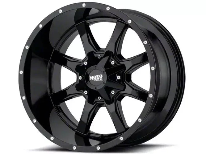 MO970 20x10 5x127.00/5x139.70 GLOSS BLACK W/ MILLED LIP (18 mm)