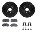 R1 15-20 Acura TLX Rear Drilled & Slotted Black Brake Rotor Set w/Ceramic Pads and Hardware