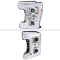 LED PROJECTOR HEADLIGHTS WITH SEQUENTIAL TURN SIGNAL - CLEAR LENS WITH CHROME HOUSING