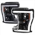 LED PROJECTOR HEADLIGHTS WITH SEQUENTIAL TURN SIGNAL - CLEAR LENS WITH CHROME HOUSING