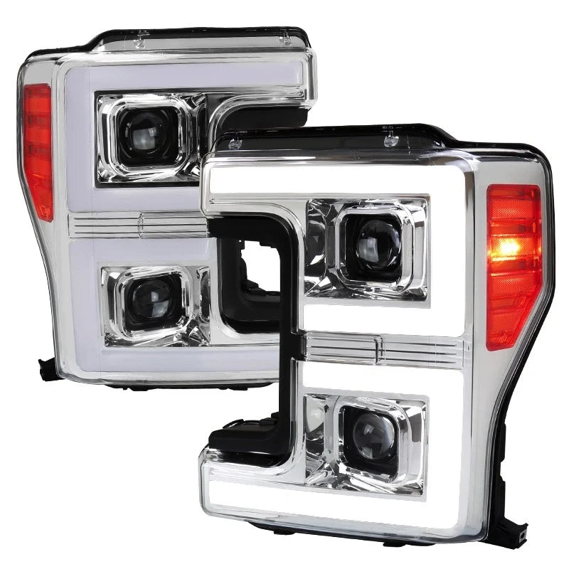 LED PROJECTOR HEADLIGHTS WITH SEQUENTIAL TURN SIGNAL - CLEAR LENS WITH CHROME HOUSING