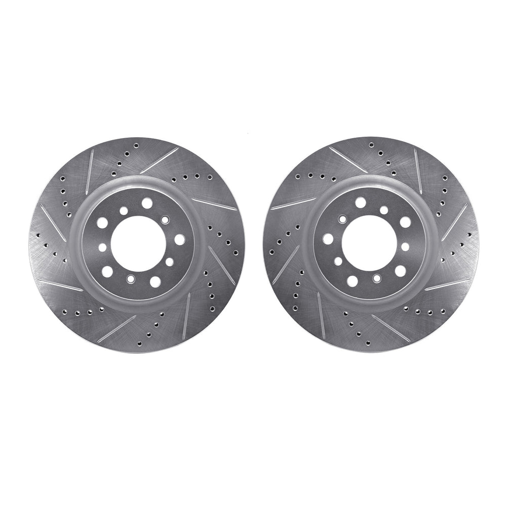 R1 01-06 BMW M3 Front Drilled & Slotted Silver Brake Rotor Set