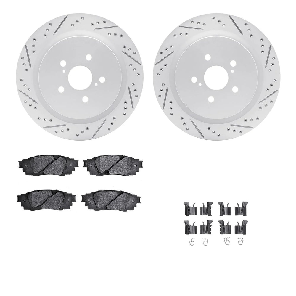 DFC 16-22 Lexus RX350L Rear Drilled & Slotted Geoperformance Rotors 5000 Advanced Pads w/Hardware