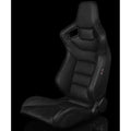 Braum Elite Series Sport Seats - Black Leatherette (Red Stitching) - BRR1-BKRS