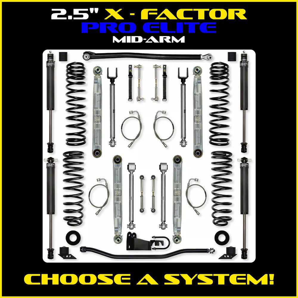 0718 WRANGLER JK 2DR 2.5IN X FACTOR PRO ALUM SYS W/ PB+J LOWER CONTROL ARMS S