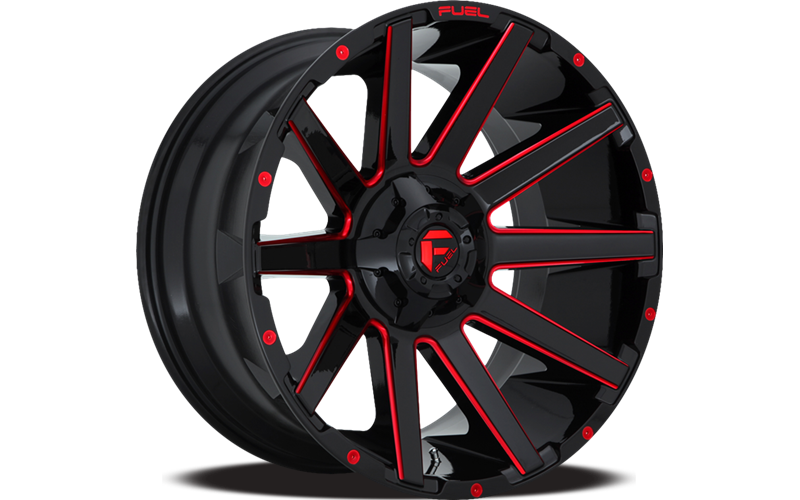 ~(52 lbs. 25X25X13)~ CONTRA 22x10 8x165.10 GLOSS BLACK RED TINTED CLEAR (-18 mm)