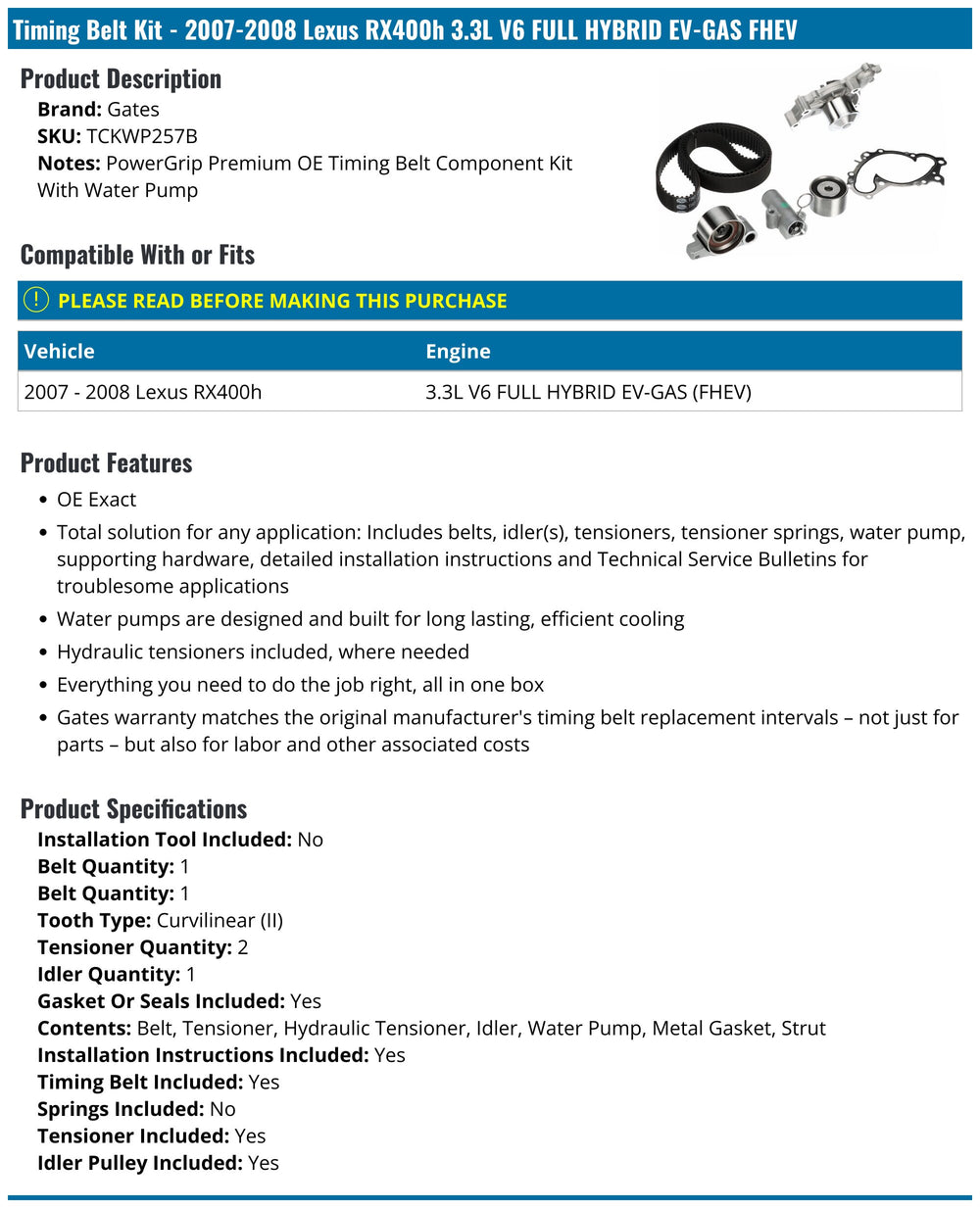 Gates auto part
