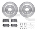R1 Concepts Silver Drilled Slotted Rotors with 5000 Oep Brake Pads Hdw