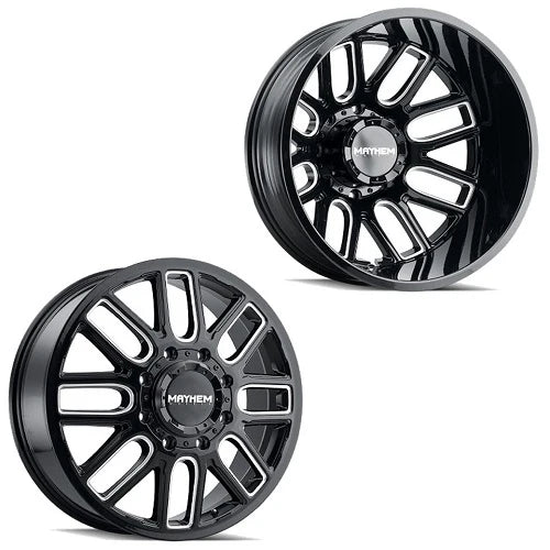 MAYHEM COGENT DUALLY (8107) GLOSS BLACK W MILLED SPOKES 20X8.25 FRONT 8-165.1 115MM 121.3MM