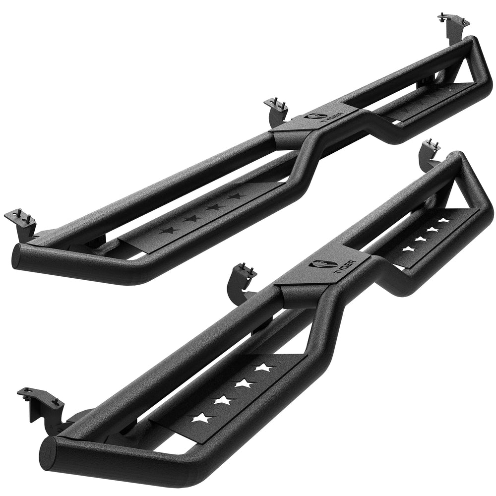 0523 TACOMA DBLE CAB STAR STRIDER RUNNING BOARDS TEXTURED BLACK