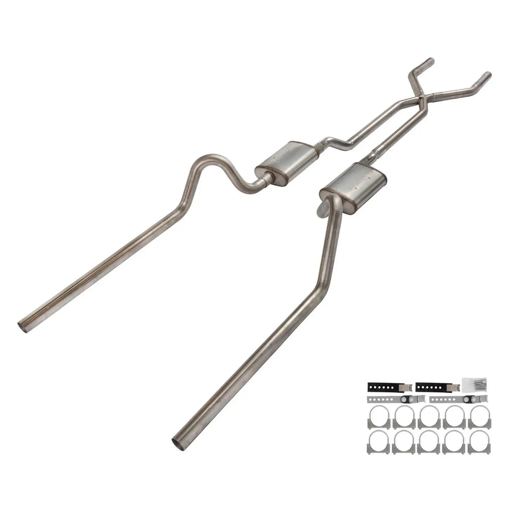 1966-71 Ford Fairlane 2.5 Xpipe Crossmember Back Rear Exit Exhaust No Mufflers