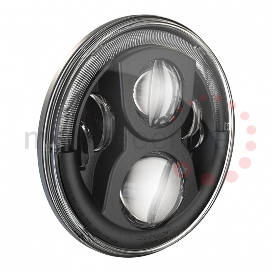 8700 EVO2 MODEL 1224V ECE RIGHT HAND TRAFFIC HIGH/LOW BEAM HEADLIGHT W/ DAYTIME RUNNING LAMP BLACK