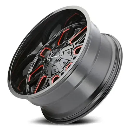 ~(40 lbs. 22X22X10)~ COGENT (8107) BLACK W/PRISM RED 20X9 6-135/6-139.7 0mm 106mm