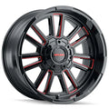 MAYHEM APOLLO 8115 GLOSS BLACK PRISM RED MILLED 20X9 8x165.1 18MM 125.2MM