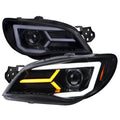 WRX HALOGEN PROJECTOR HEADLIGHTS CHROME HOUSING CLEAR LENS - LED BAR STYLE WITH SEQUENTIAL TURN SIGNAL - FOR FACTORY HALOGEN HEADLIGHT ONLY