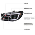 WRX HALOGEN PROJECTOR HEADLIGHTS CHROME HOUSING CLEAR LENS - LED BAR STYLE WITH SEQUENTIAL TURN SIGNAL - FOR FACTORY HALOGEN HEADLIGHT ONLY
