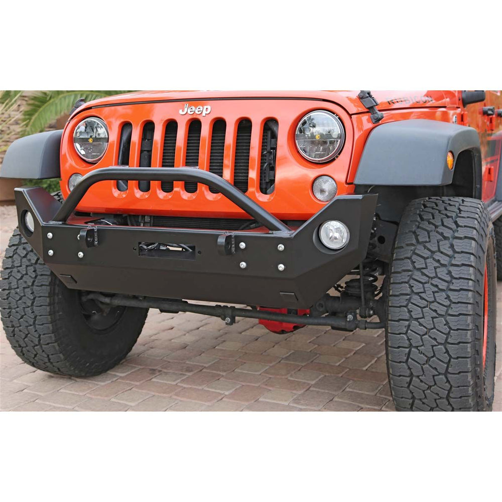 Rock Hard 4x4 Patriot Series Mid Width Front Bumper w Lowered Winch Plate for Jeep Wrangler JK 2007 - 2018 [RH-5022]