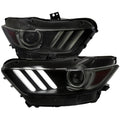 PROJECTOR HEADLIGHTS OE STYLE BLACK HOUSING AND SMOKED LENS AMBER REFLECTOR WITH SWITCHBACK LED SEQUENTIAL TURN SIGNAL BREATHING LIGHT EFFECT - USES STOCK D2S HID BULBS