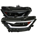 PROJECTOR HEADLIGHTS OE STYLE BLACK HOUSING AND SMOKED LENS AMBER REFLECTOR WITH SWITCHBACK LED SEQUENTIAL TURN SIGNAL BREATHING LIGHT EFFECT - USES STOCK D2S HID BULBS