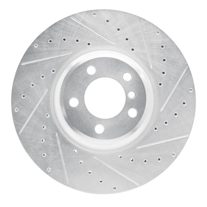 R1 07-08 BMW ALPINA B7 Front Right Drilled & Slotted Silver Brake Rotor