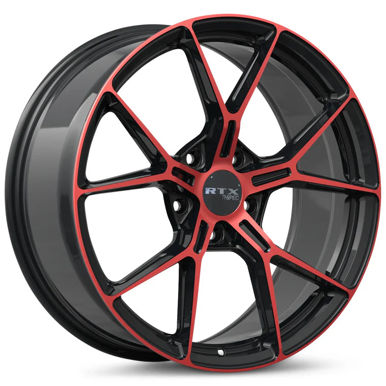 RS01 19X8.5 5X114.3 ET38 CB73.1 GLOSS BLACK MACHINED RED