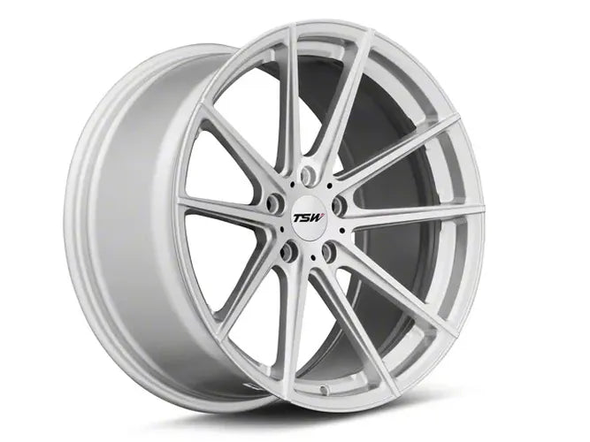 ~(45 lbs. 21X21X10)~ TSW BATHURST 19x8.0 5/114.3 ET35 CB76.1 SILVER W/MIRROR CUT FACE