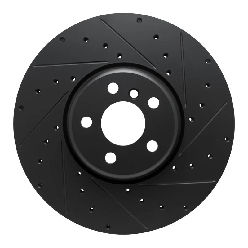 R1 16-25 BMW 330e Left Front Drilled & Slotted Black Brake Rotor
