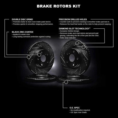 R1 Concepts Brake Rotor- D/S - Black Fits Mini Cooper