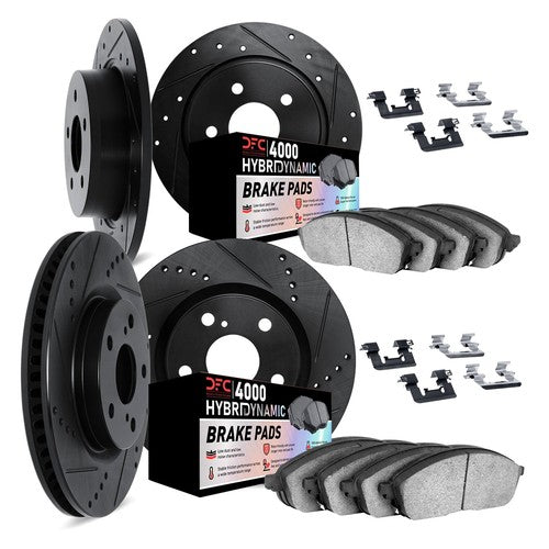 R1 99-04 Jeep Grand Cherokee Front & Rear Carbon Coated Rotor Set w/Optimum Pads
