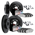 R1 99-04 Jeep Grand Cherokee Front & Rear Carbon Coated Rotor Set w/Optimum Pads