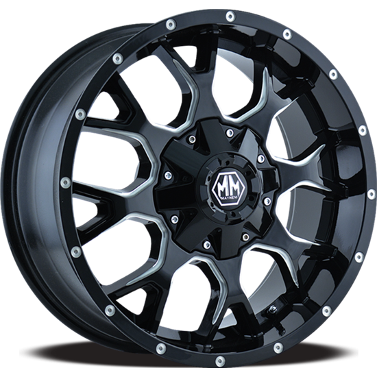 ~(48 lbs. 22X22X11)~ WARRIOR (8015) BLACK/MILLED SPOKES 20X10 6-135/6-139.7 -25MM 108MM