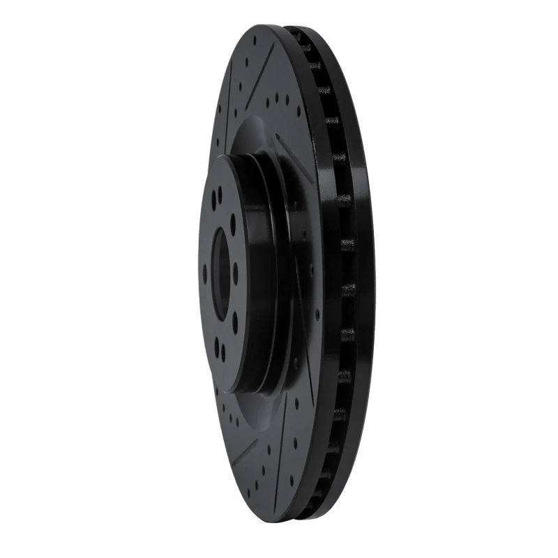 R1 06-12 Mercedes-Benz GL350 Front Left Drilled & Slotted Black Brake Rotor