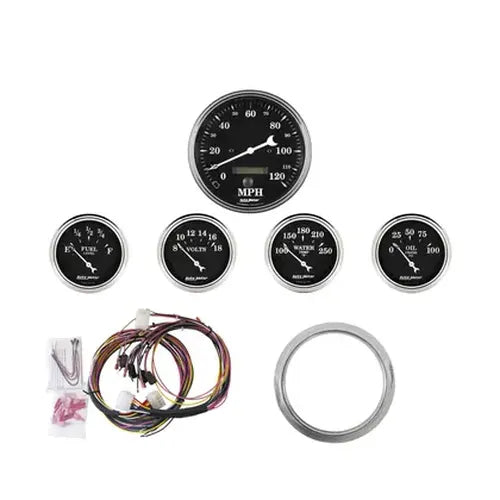 ~(6.8 lbs. 18X11X7)~ GAUGE KIT 5 PC CHEVY CAR 59-60 MPH/FUEL/OILP/WTMP/BAT OTB
