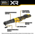 20V MAX XR BRUSHLESS CORDLESS 3/8+1/4IN SEALED HEAD COMPACT RATCHET TOOL (TOOL ONLY)