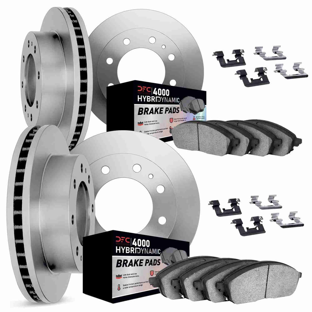 DFC 12-21 Nissan NV1500 Front & Rear Rotors w/4000 HybriDynamic Brake Pads w/Hardware
