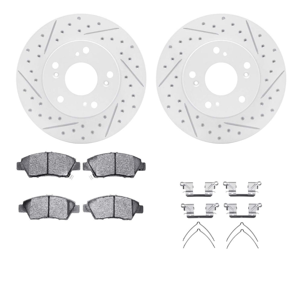 DFC 11-15 Honda CR-Z Front Drilled & Slotted Geoperformance Rotors 5000 Advanced Pads w/Hardware