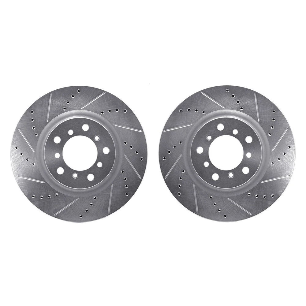 R1 01-06 BMW M3 Front Drilled & Slotted Silver Brake Rotor Set
