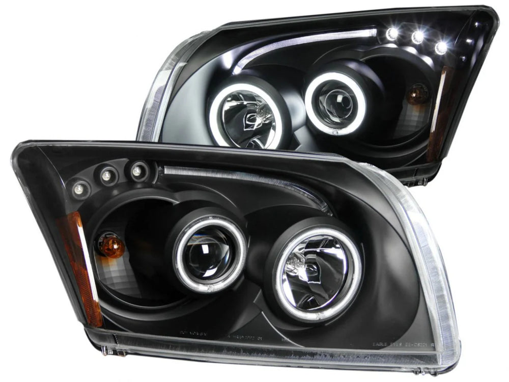 0712 CALIBER PROJECTOR BLACK CLEAR HALOS(CCFL)HEADLIGHTS DRIVER/PASSENGER