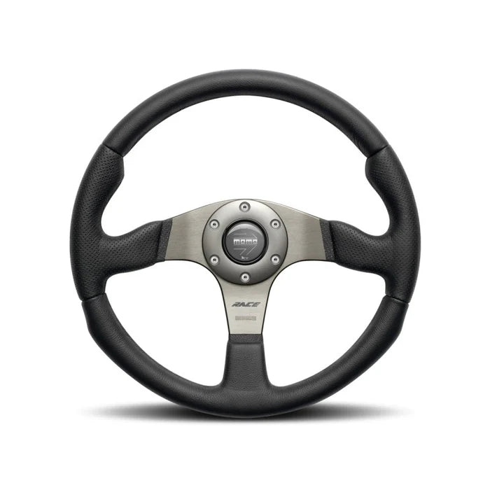 Momo Race Steering Wheel 350 mm - Black Leather/Anth Spokes