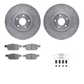 R1 13-19 Ford Focus Front Drilled & Slotted Silver Brake Rotor Set w/Ceramic Pads and Hardware