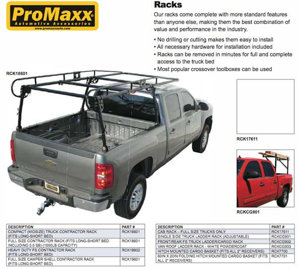 (kit) COMPACT(MIDSIZE) TRUCK CONTRACTOR RACK(FITS LB & SB)) BLACK POWDER COATED