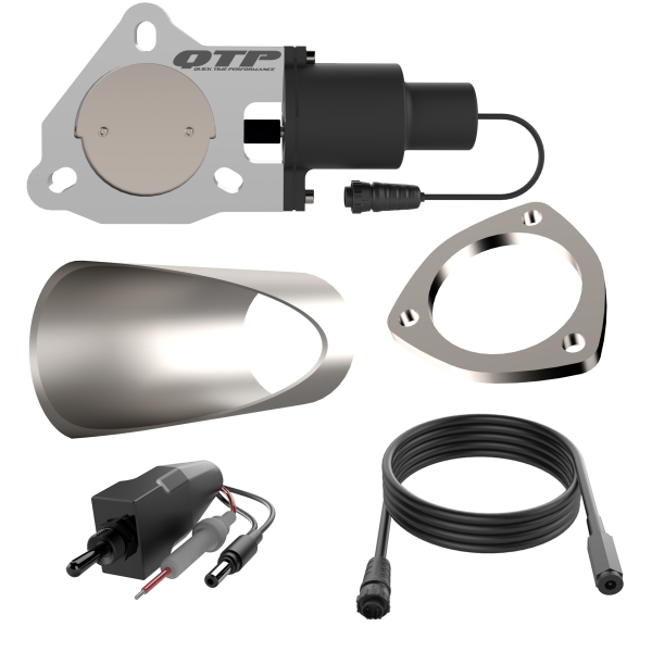 3.00 INCH QTP ELECTRIC EXHAUST CUTOUT DIY COMBO KIT