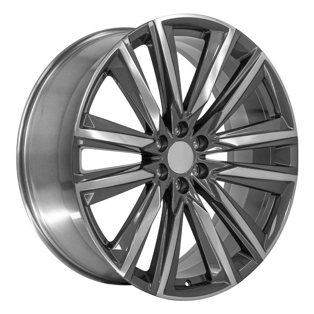 26 IN REPLICA WHEEL FITS CADILLAC ESCALADE CA91 GUNMETAL WITH POLISHED FACE 26