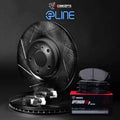 R1 Concepts Black Slotted Rotors with 5000 Oep Brake Pads Hdw
