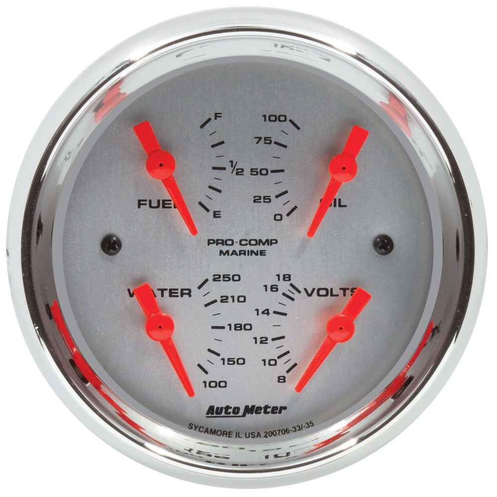 Autometer Marine Chrome 3-3/8in Gauge - 100PSI