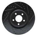 R1 15-25 Ford Mustang Front Right Drilled & Slotted Black Brake Rotor